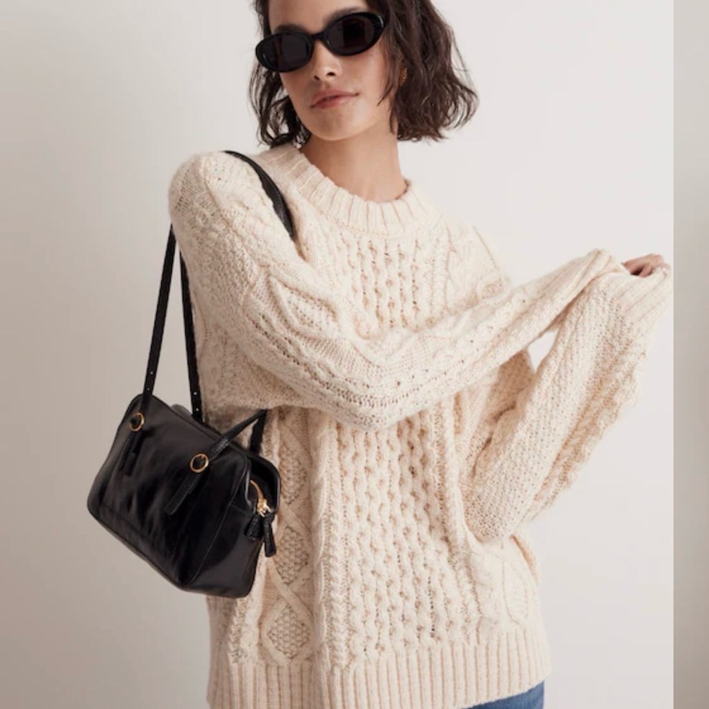 Madewell Women's Cream Cable Knit Sweater